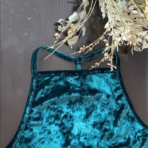 Tops - Velvet Halter Style Deep Green Tank Tops - Velvet Halter Style Deep Green Tank